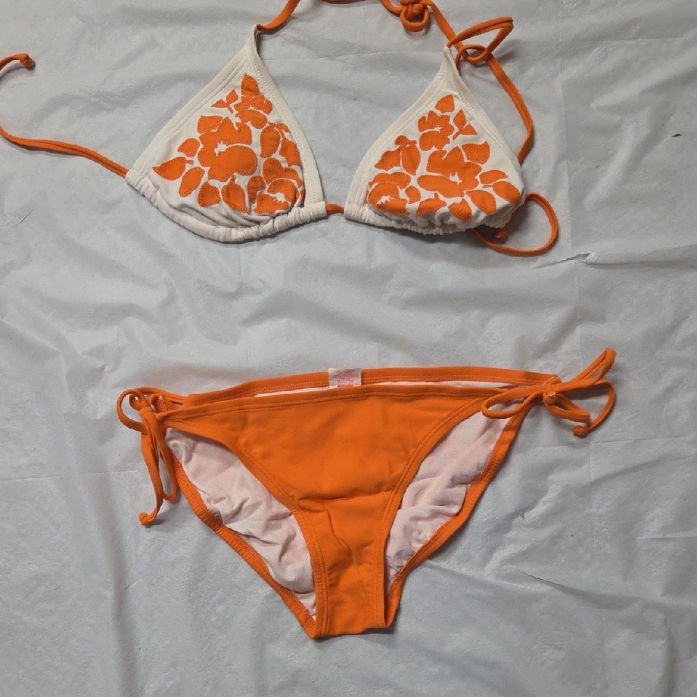 Xhilaration Bright Orange Bikini Bottom with Cream Lining